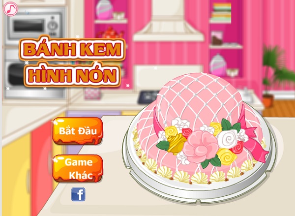 game Banh kem hinh non hong