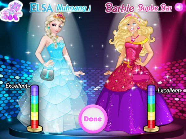 Game Elsa vs Barbie ai mac sanh dieu hon Fashion contest online