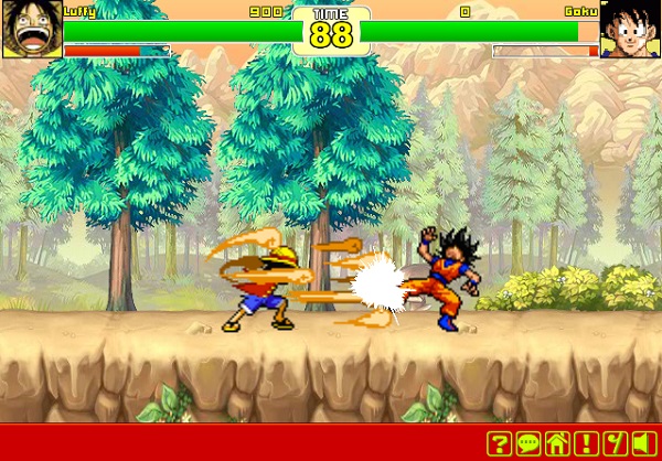 Game Goku vs Naruto vs Luffy vs Ichigo quyet dau doi khang online