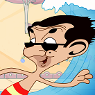 Mr Bean trượt ván